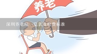 深圳养老院一览表及收费标准