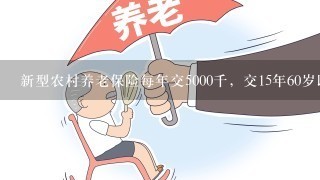 新型农村养老保险每年交5000千，交15年60岁以后每月可以领多少钱？