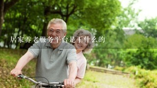 居家养老服务平台是干什么的