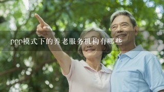 ppp模式下的养老服务机构有哪些